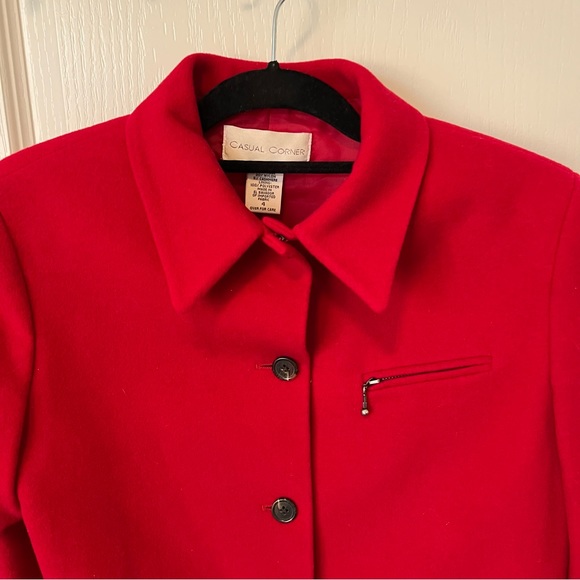 Vintage casual corner wool cashmere blend red cropped blazer jacket - Picture 4 of 13